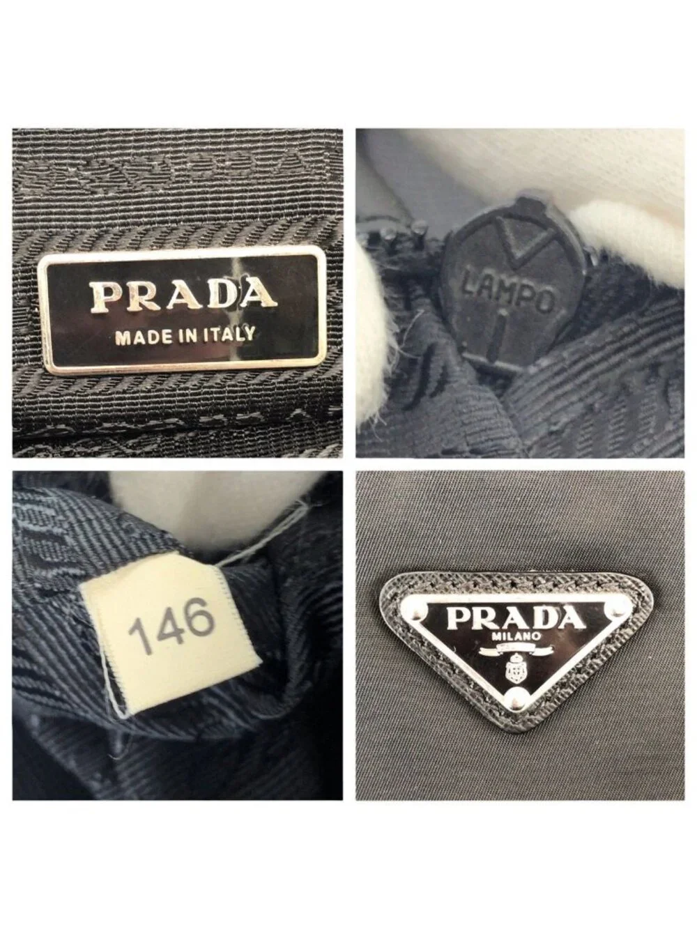 Prada Tessuto Saffiano Black Silver Nylon Leather Business Briefcase 2-Way